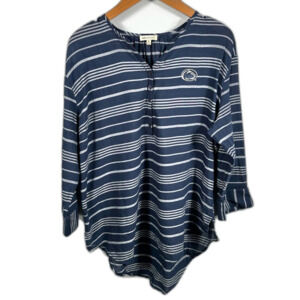 UG Apparel Navy and White Striped Women's Top Size Large College Football Casual
